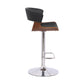 HomeRoots Black Faux Leather Adjustable Swivel Wooden Bar Stool