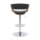 HomeRoots Black Faux Leather Adjustable Swivel Wooden Bar Stool