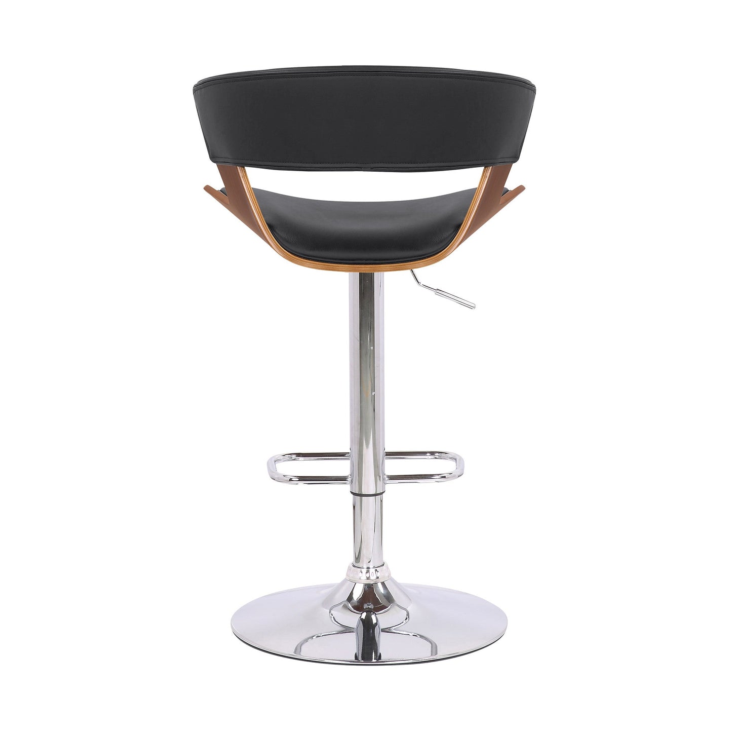 HomeRoots Black Faux Leather Adjustable Swivel Wooden Bar Stool