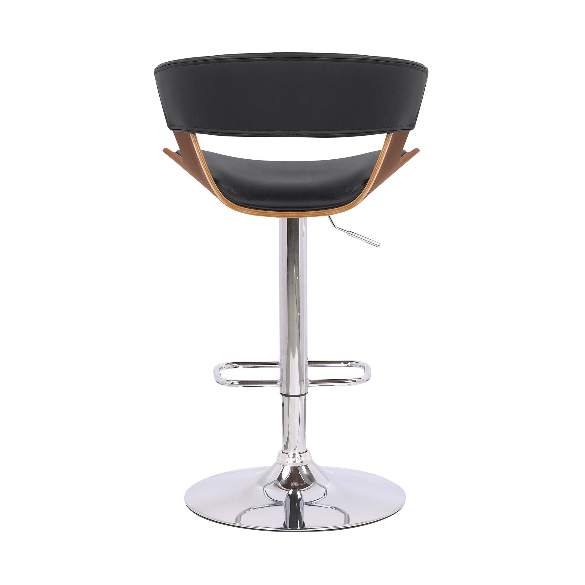 HomeRoots Black Faux Leather Adjustable Swivel Wooden Bar Stool