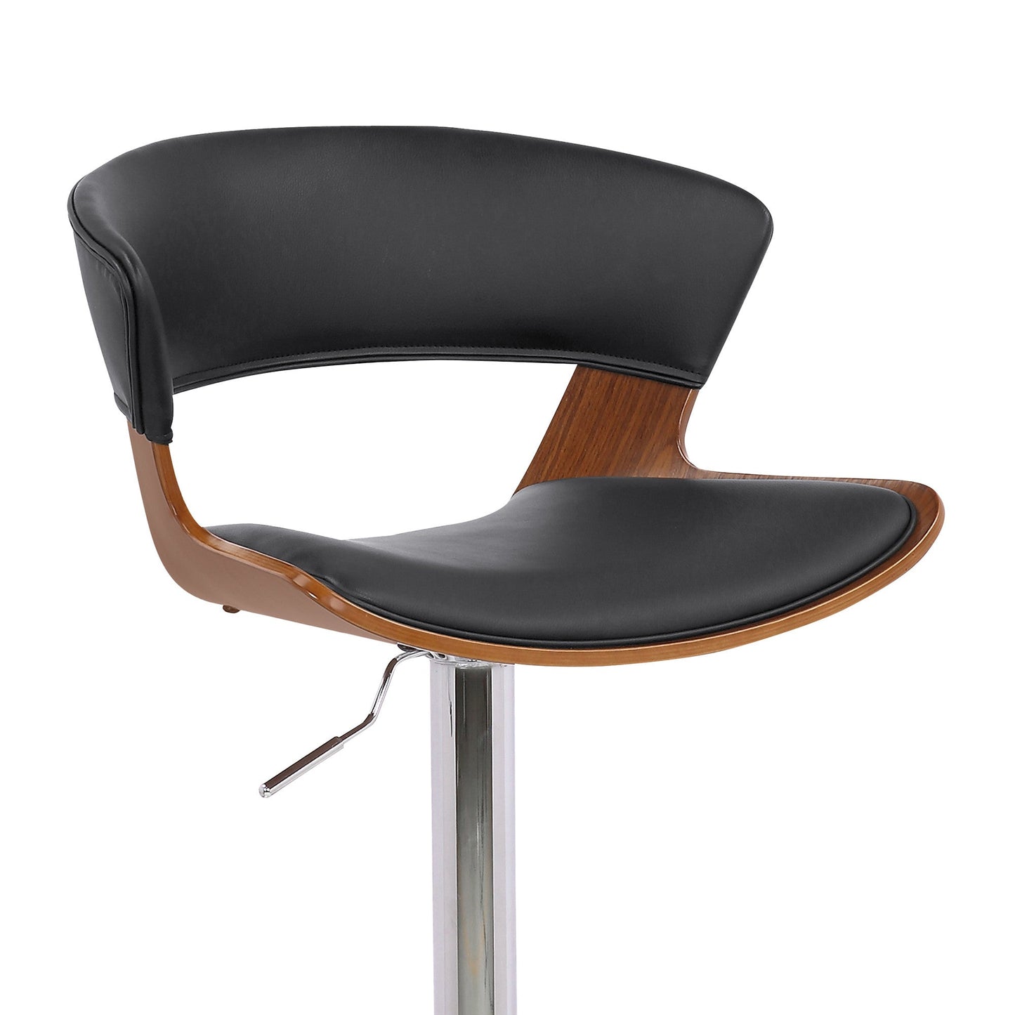HomeRoots Black Faux Leather Adjustable Swivel Wooden Bar Stool