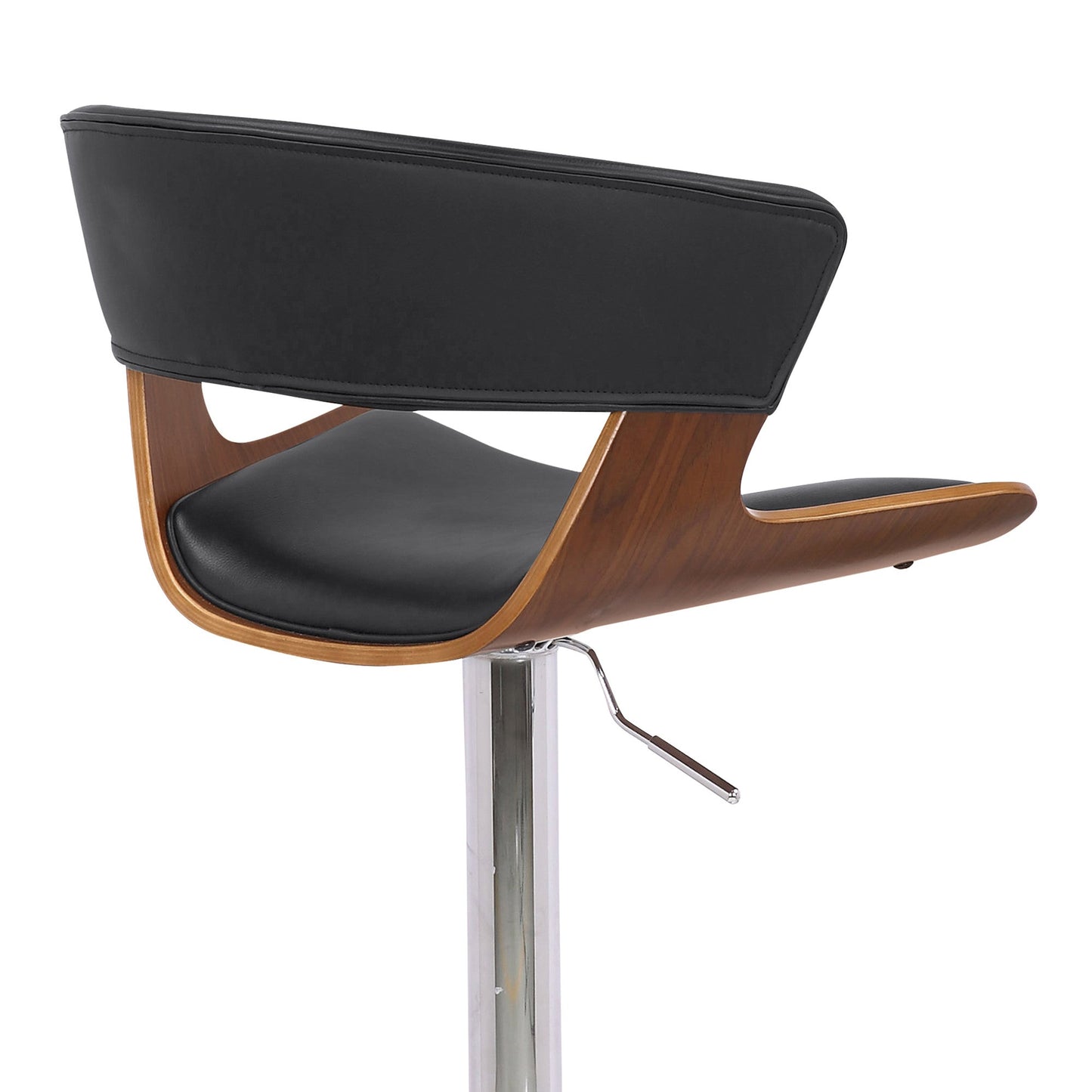 HomeRoots Black Faux Leather Adjustable Swivel Wooden Bar Stool