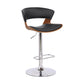 HomeRoots Black Faux Leather Adjustable Swivel Wooden Bar Stool