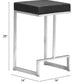 HomeRoots Black Faux Leather And Stainless Geometric Backless Counter Stools in Set of 2