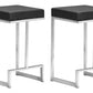 HomeRoots Black Faux Leather And Stainless Geometric Backless Counter Stools in Set of 2