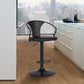 HomeRoots Black Faux Leather & Metal Base Adjustable Bar Stool