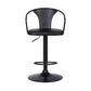 HomeRoots Black Faux Leather & Metal Base Adjustable Bar Stool