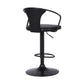 HomeRoots Black Faux Leather & Metal Base Adjustable Bar Stool
