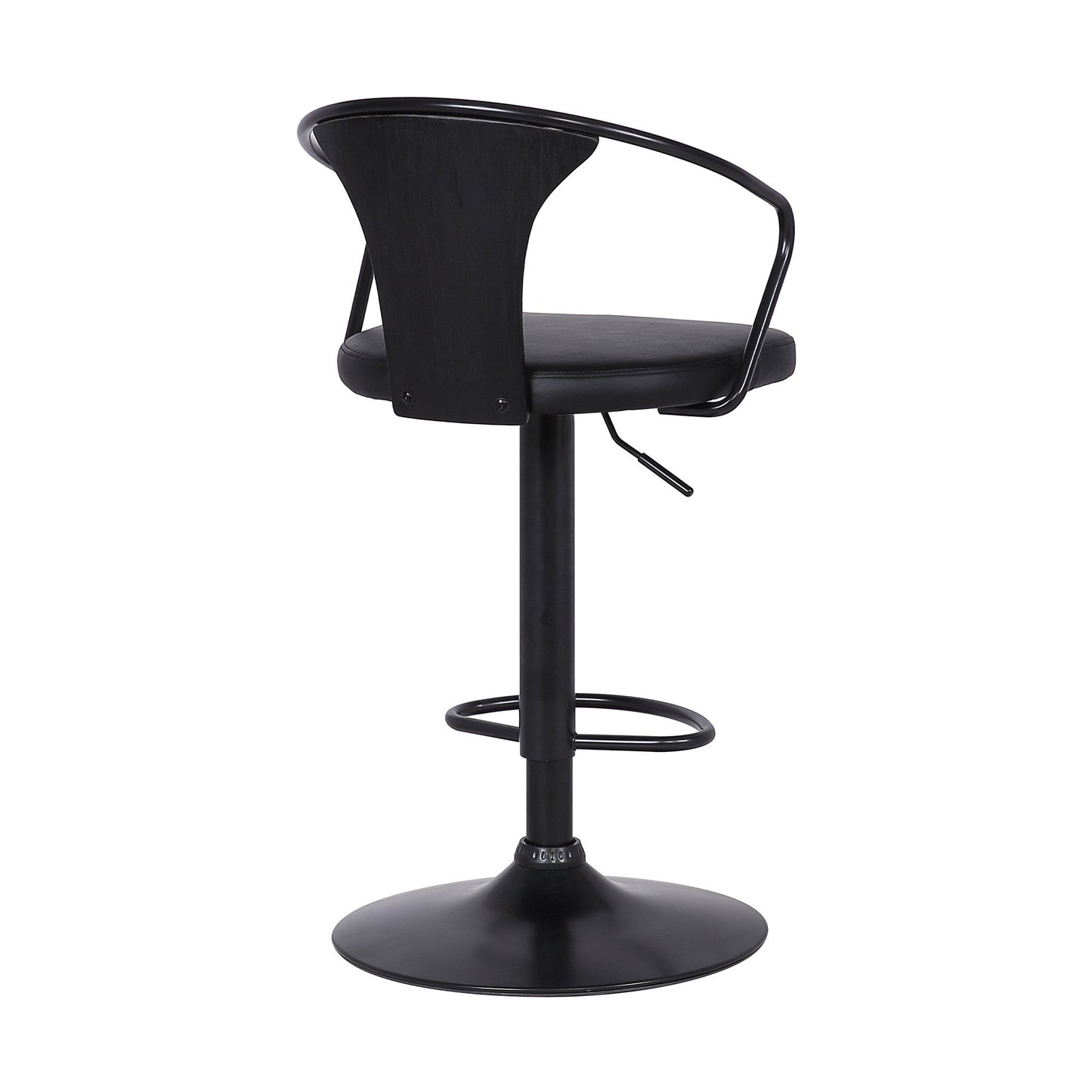 HomeRoots Black Faux Leather & Metal Base Adjustable Bar Stool