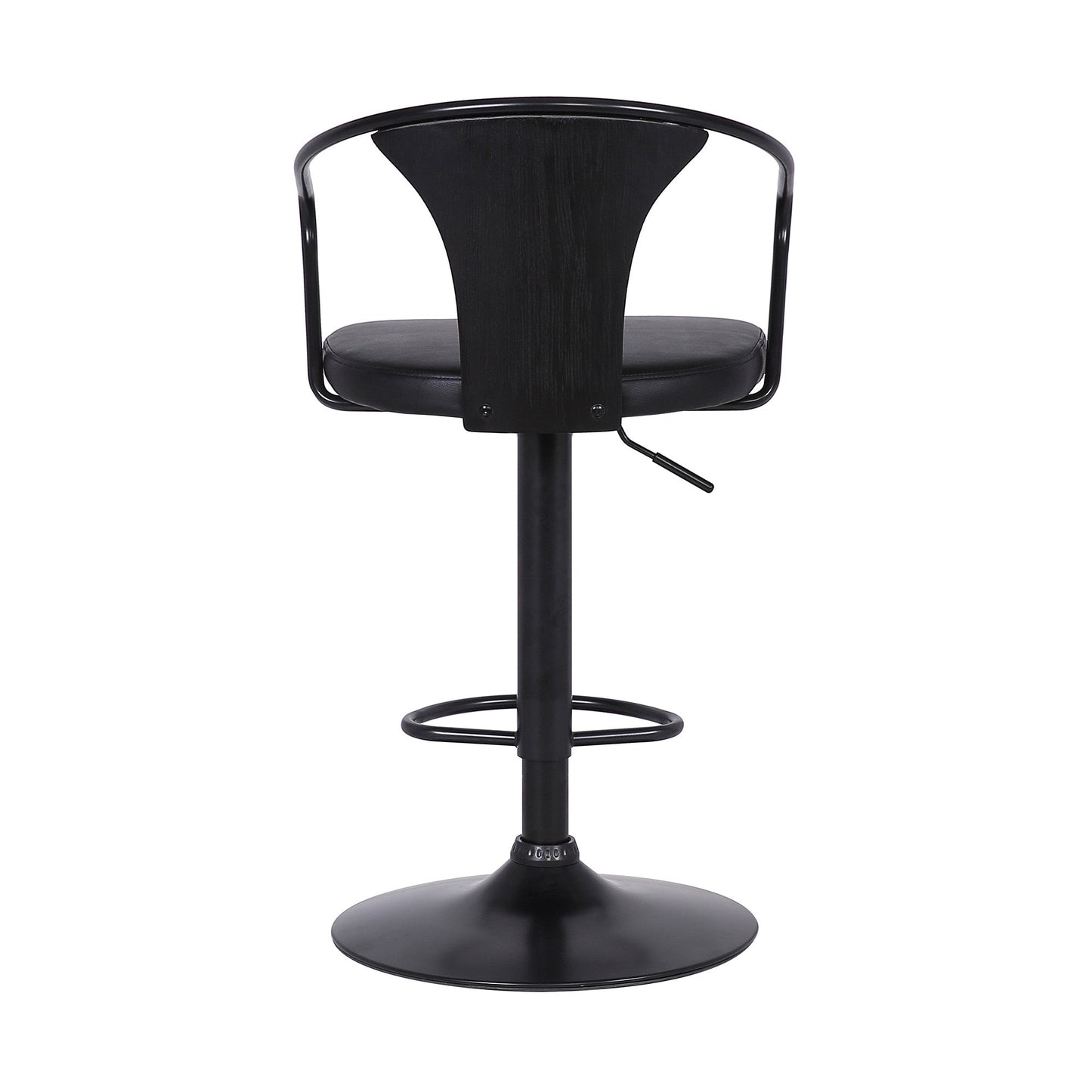 HomeRoots Black Faux Leather & Metal Base Adjustable Bar Stool
