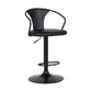 HomeRoots Black Faux Leather & Metal Base Adjustable Bar Stool