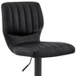HomeRoots Black Faux Leather Textured Adjustable Bar Stool