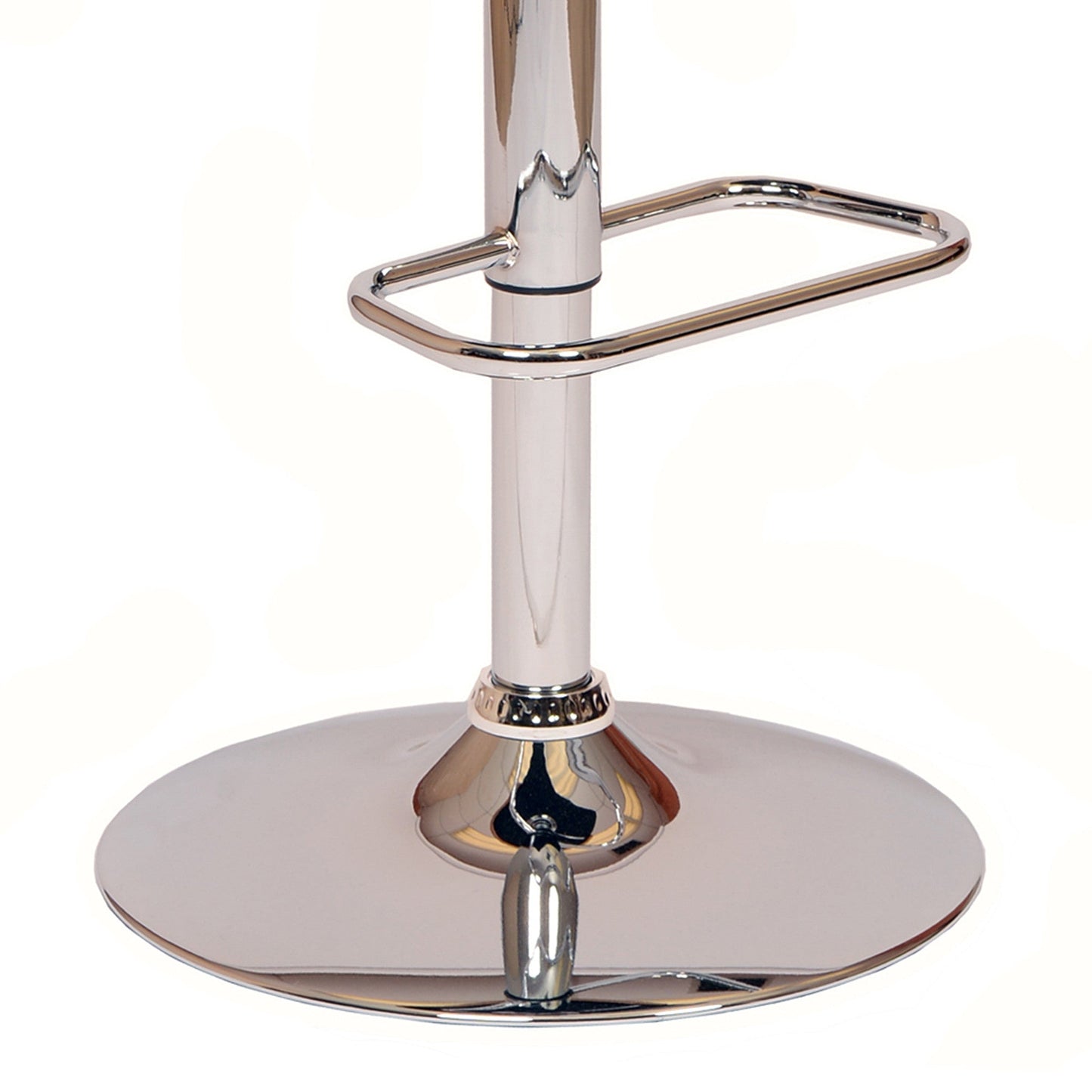 HomeRoots Black Faux Leather Walnut and Chrome Adjustable Swivel Bar Stool