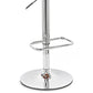 HomeRoots Black Faux Leather Walnut and Chrome Adjustable Swivel Bar Stool