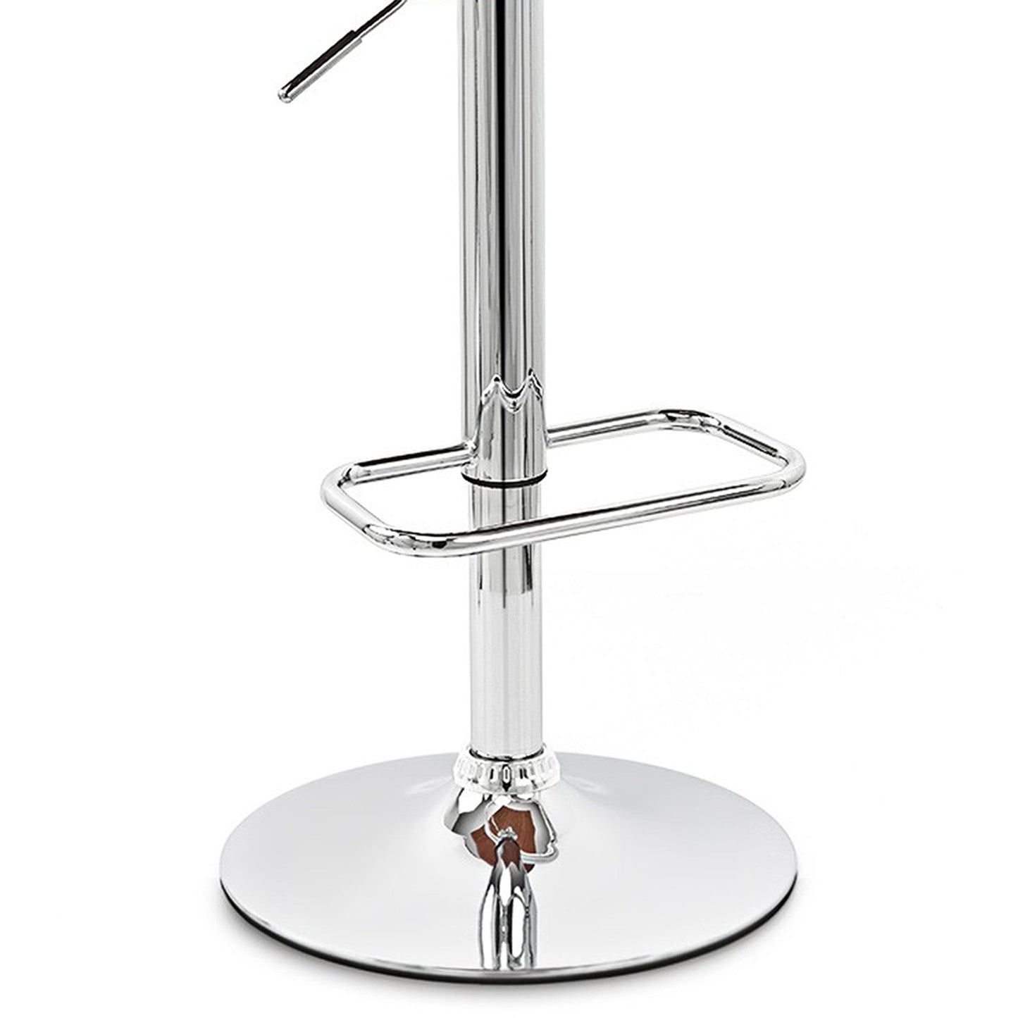 HomeRoots Black Faux Leather Walnut and Chrome Adjustable Swivel Bar Stool