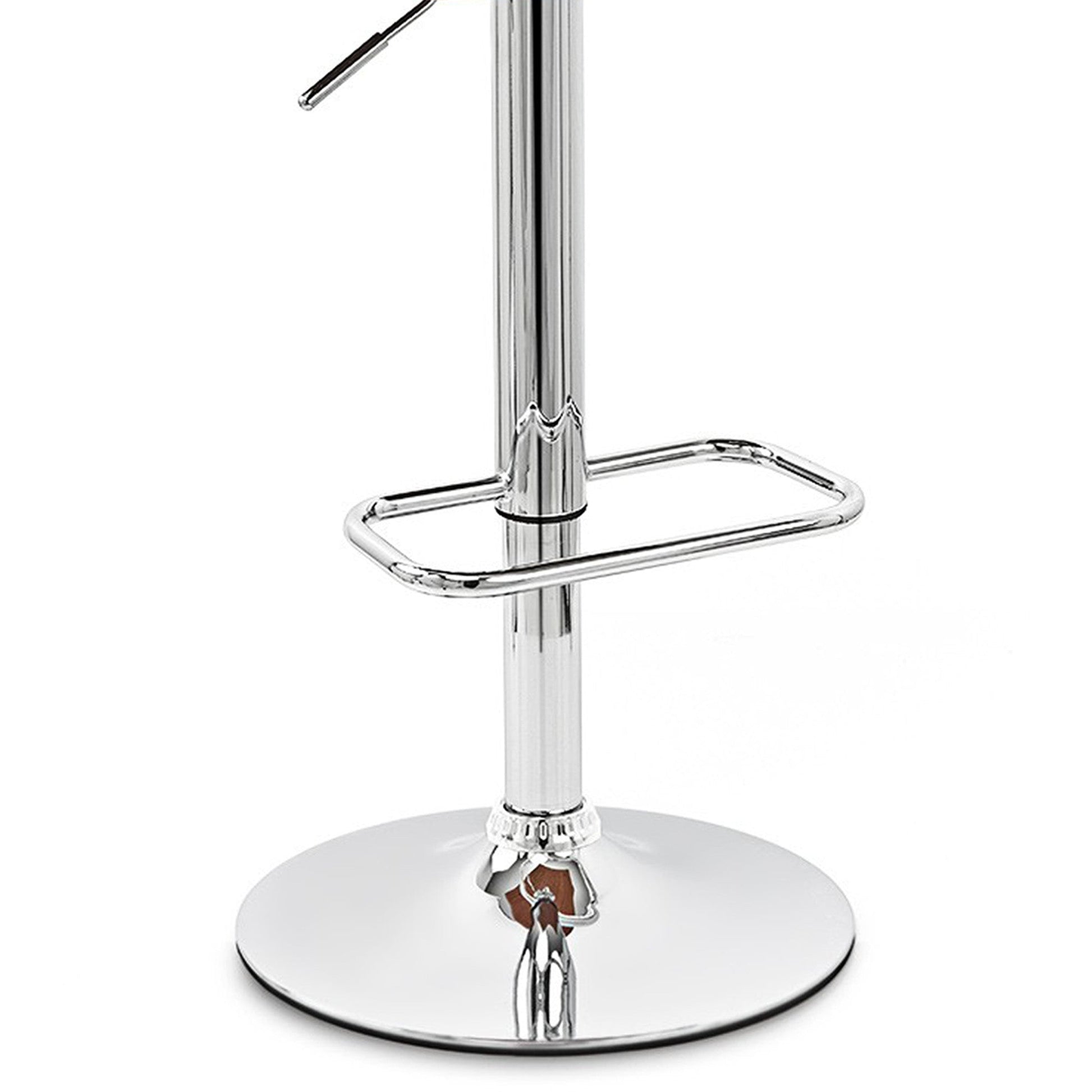 HomeRoots Black Faux Leather Walnut and Chrome Adjustable Swivel Bar Stool