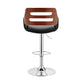 HomeRoots Black Faux Leather and Walnut Wood Adjustable Bar Stool