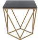 HomeRoots Black Marble Side Table With Gold Base