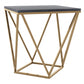 HomeRoots Black Marble Side Table With Gold Base