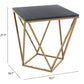 HomeRoots Black Marble Side Table With Gold Base