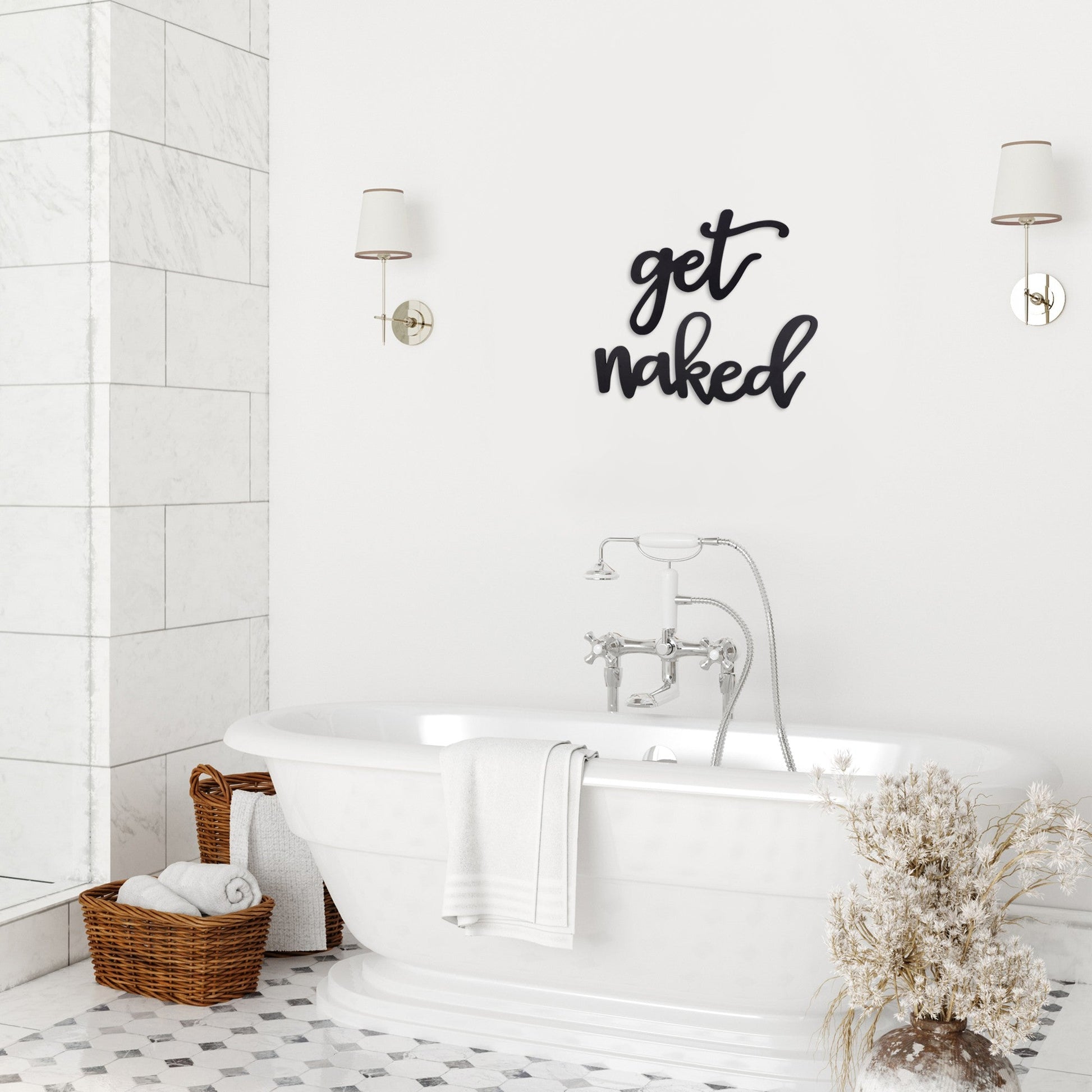 HomeRoots Black Metal Get Naked Wall Sign