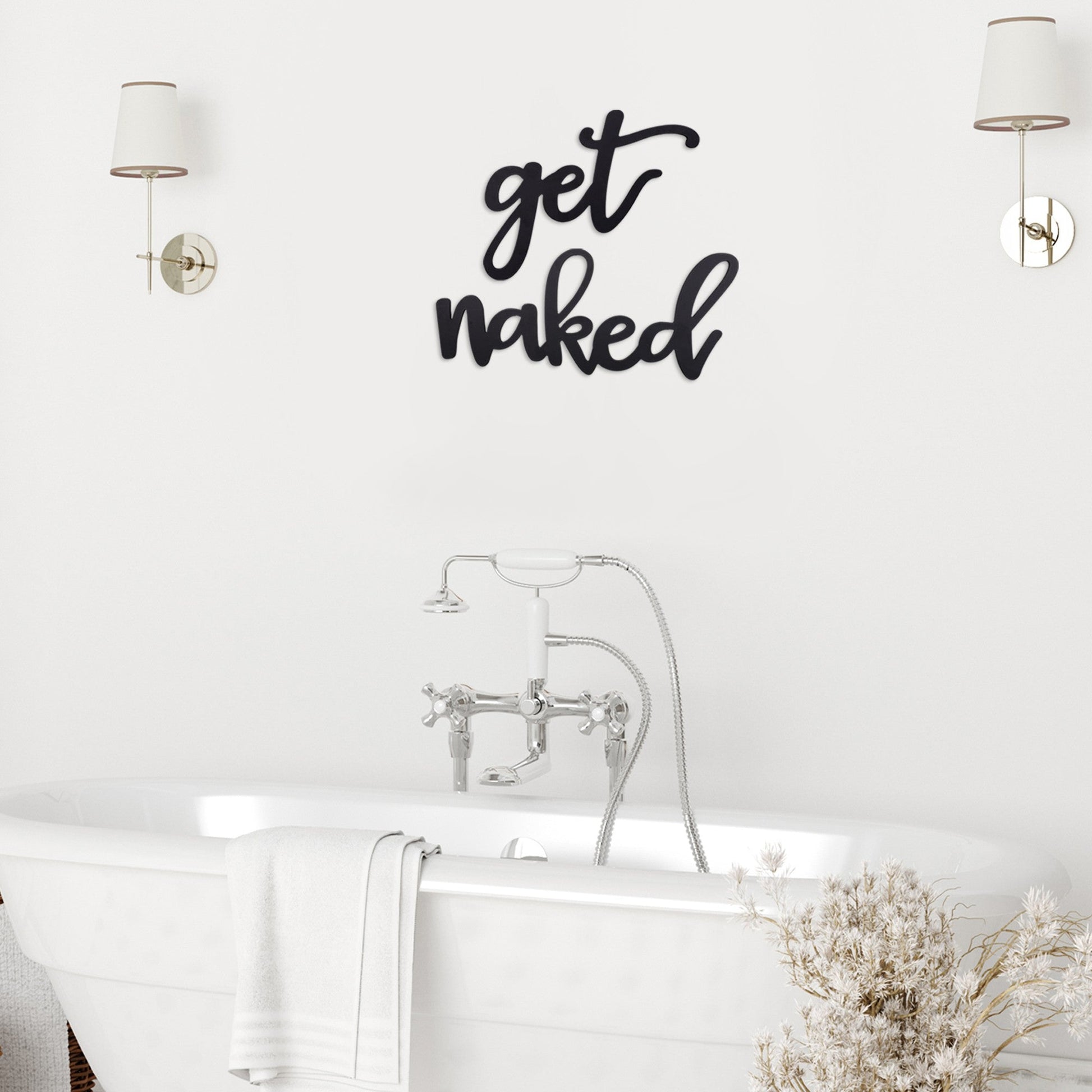 HomeRoots Black Metal Get Naked Wall Sign