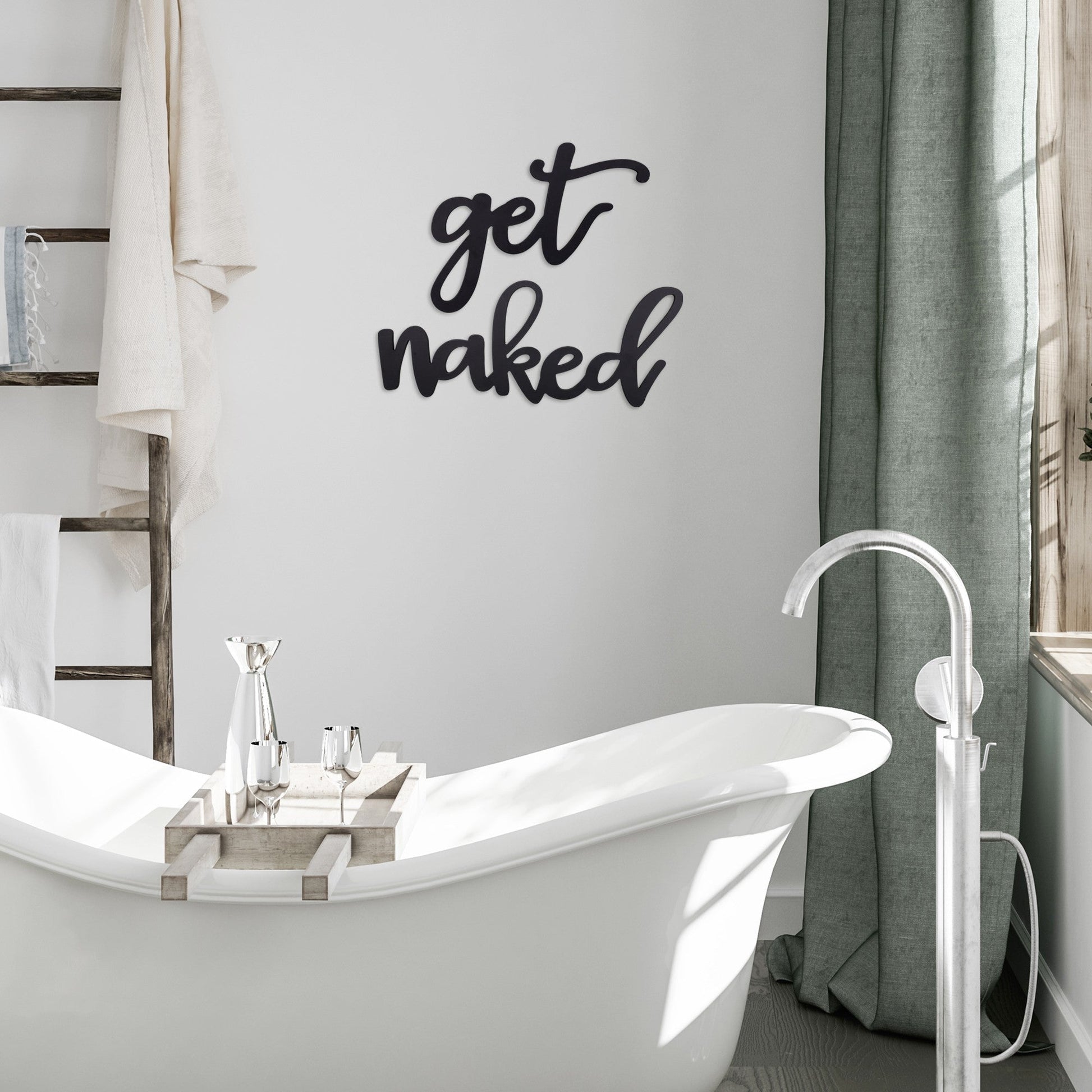HomeRoots Black Metal Get Naked Wall Sign