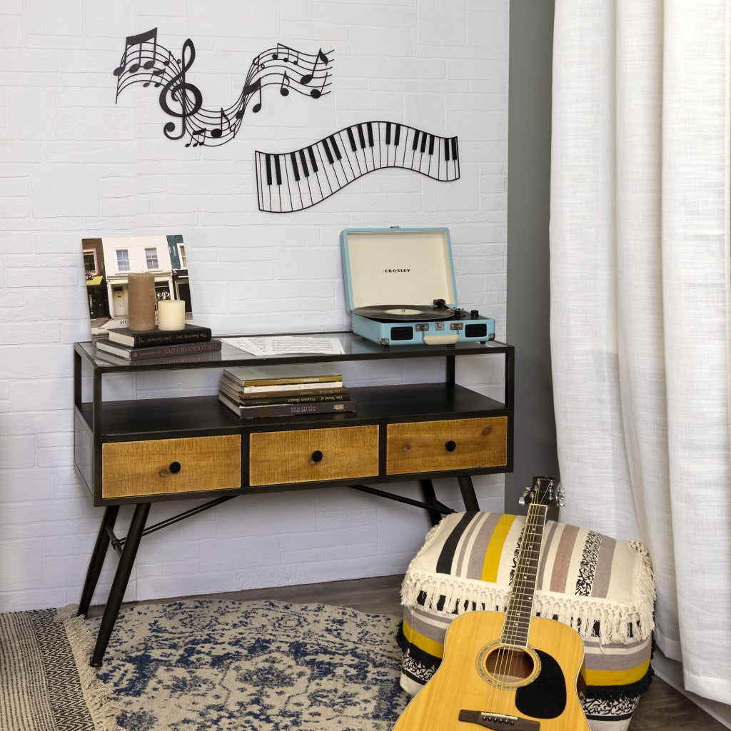 HomeRoots Black Metal Piano Keys Wall Décor