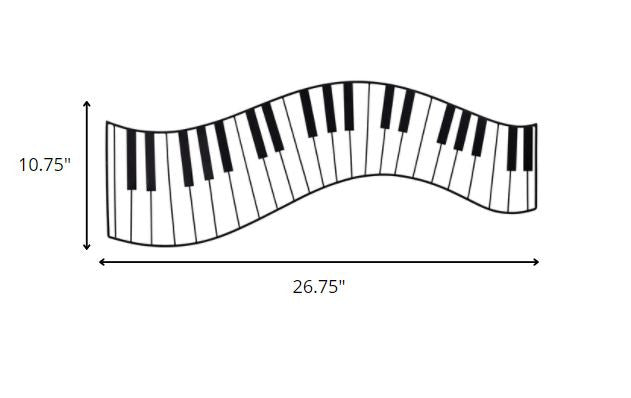 HomeRoots Black Metal Piano Keys Wall Décor
