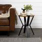 HomeRoots Black Metal and Wood Geometric End Table