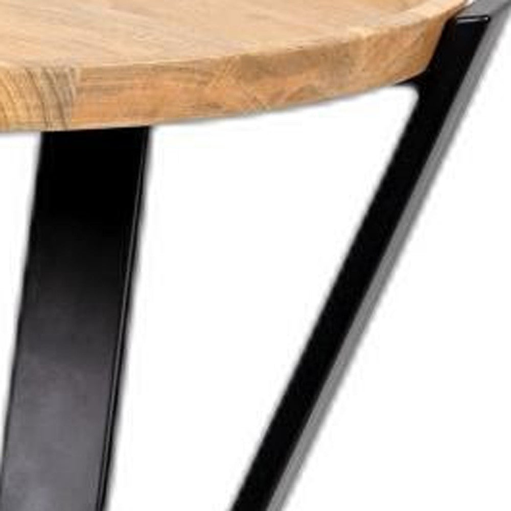 HomeRoots Black Metal and Wood Geometric End Table