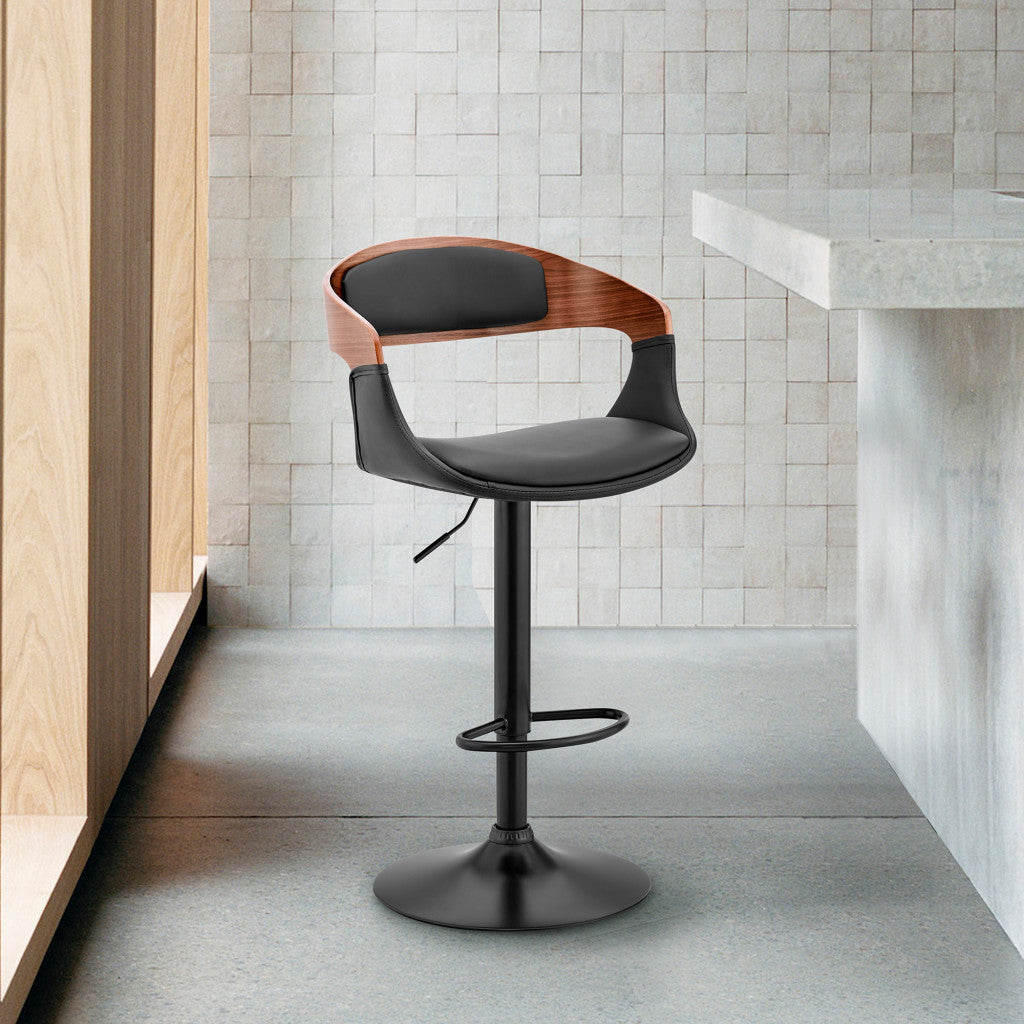HomeRoots Black Modern Upholstered & Black Base Bar Stool