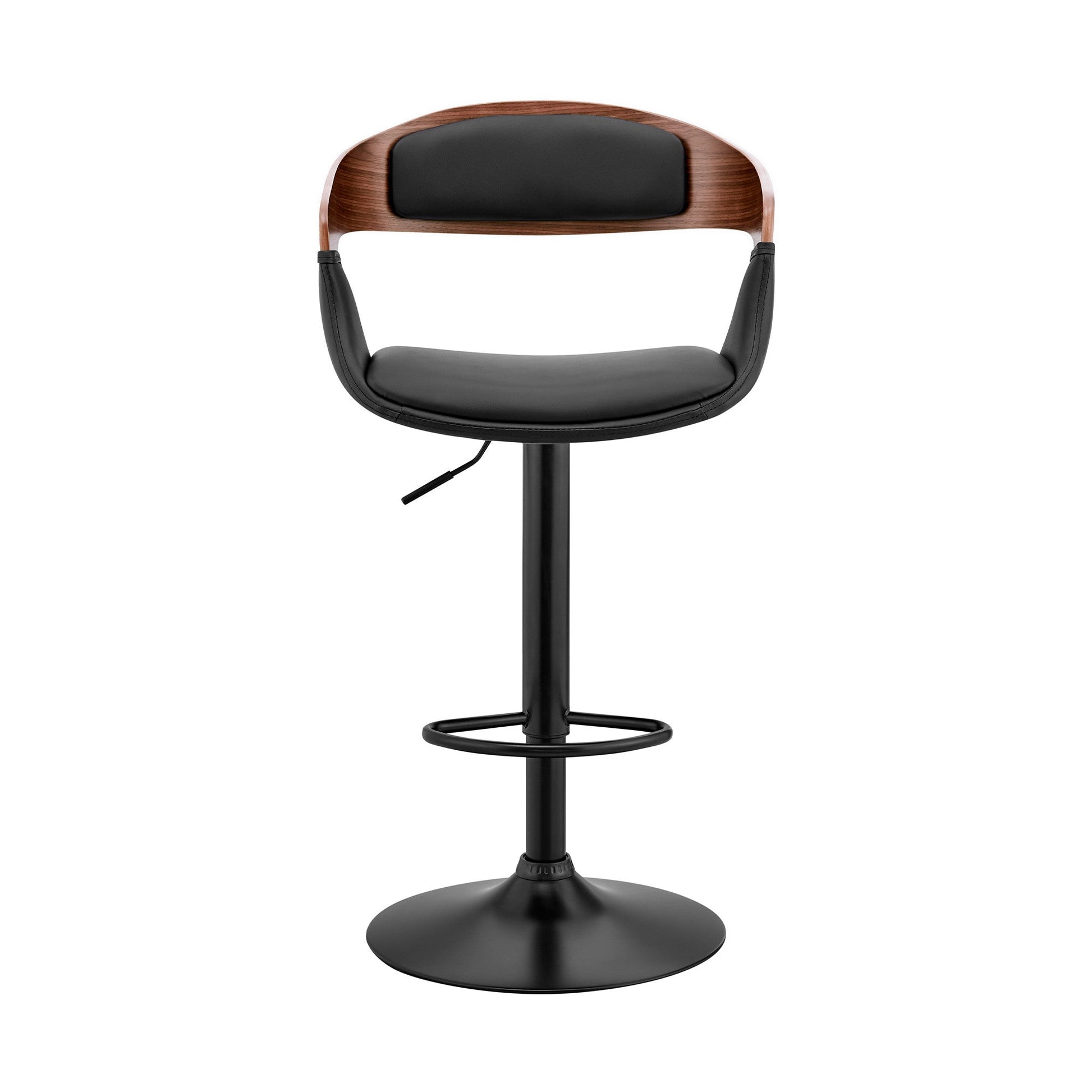 HomeRoots Black Modern Upholstered & Black Base Bar Stool