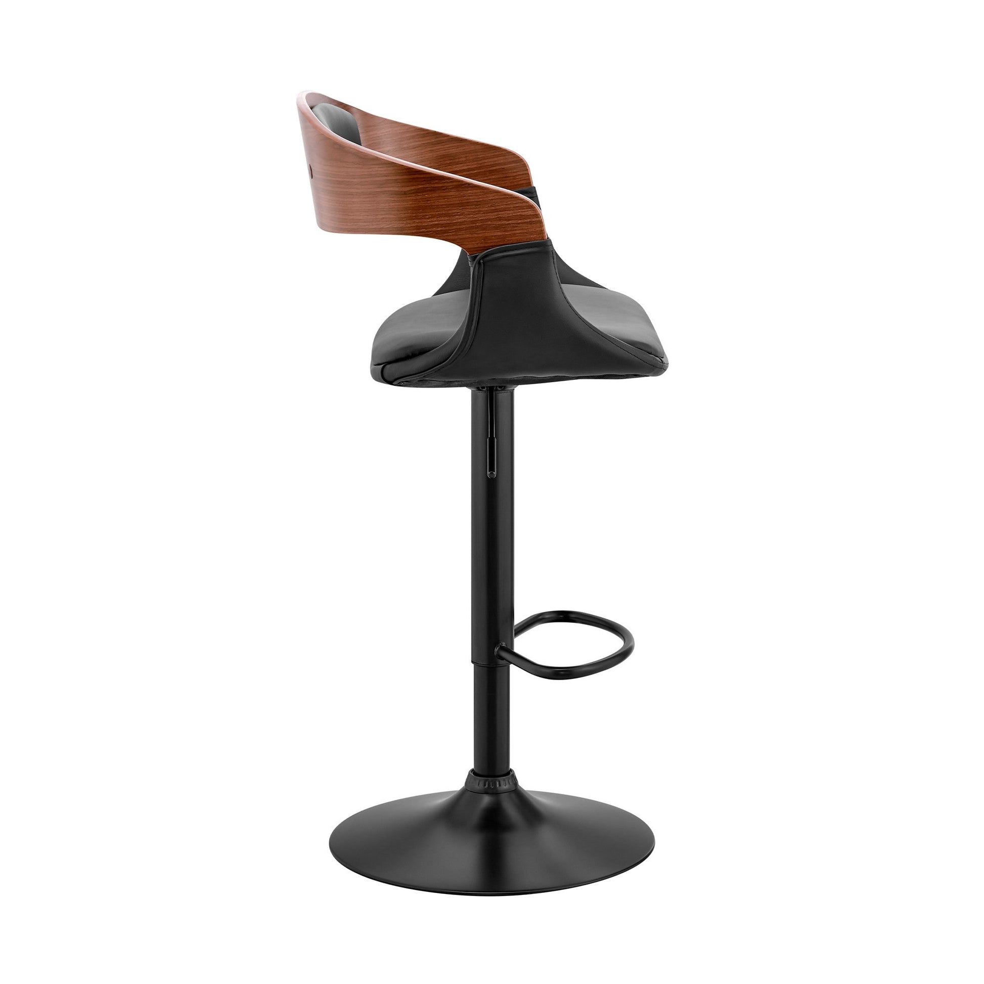 HomeRoots Black Modern Upholstered & Black Base Bar Stool