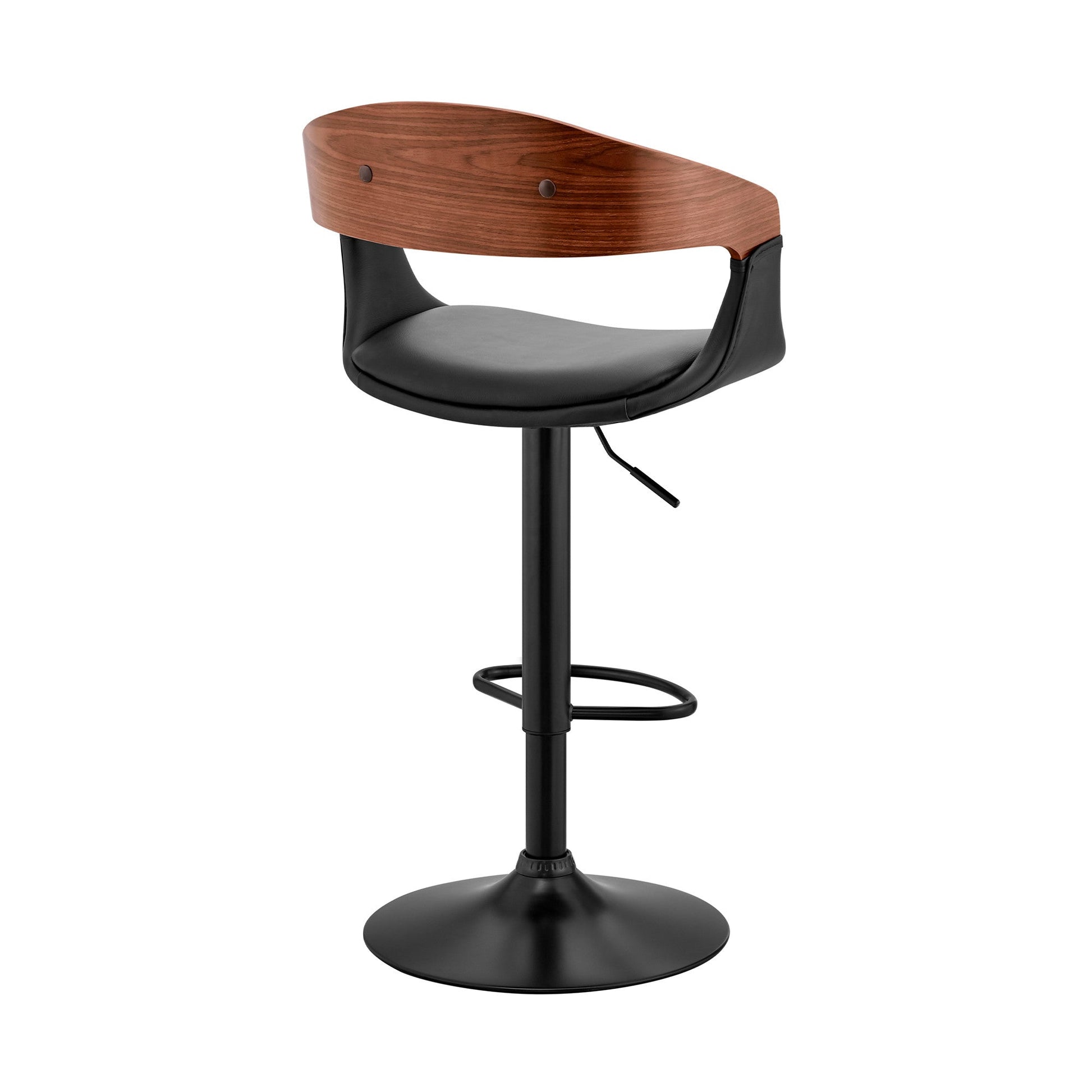 HomeRoots Black Modern Upholstered & Black Base Bar Stool