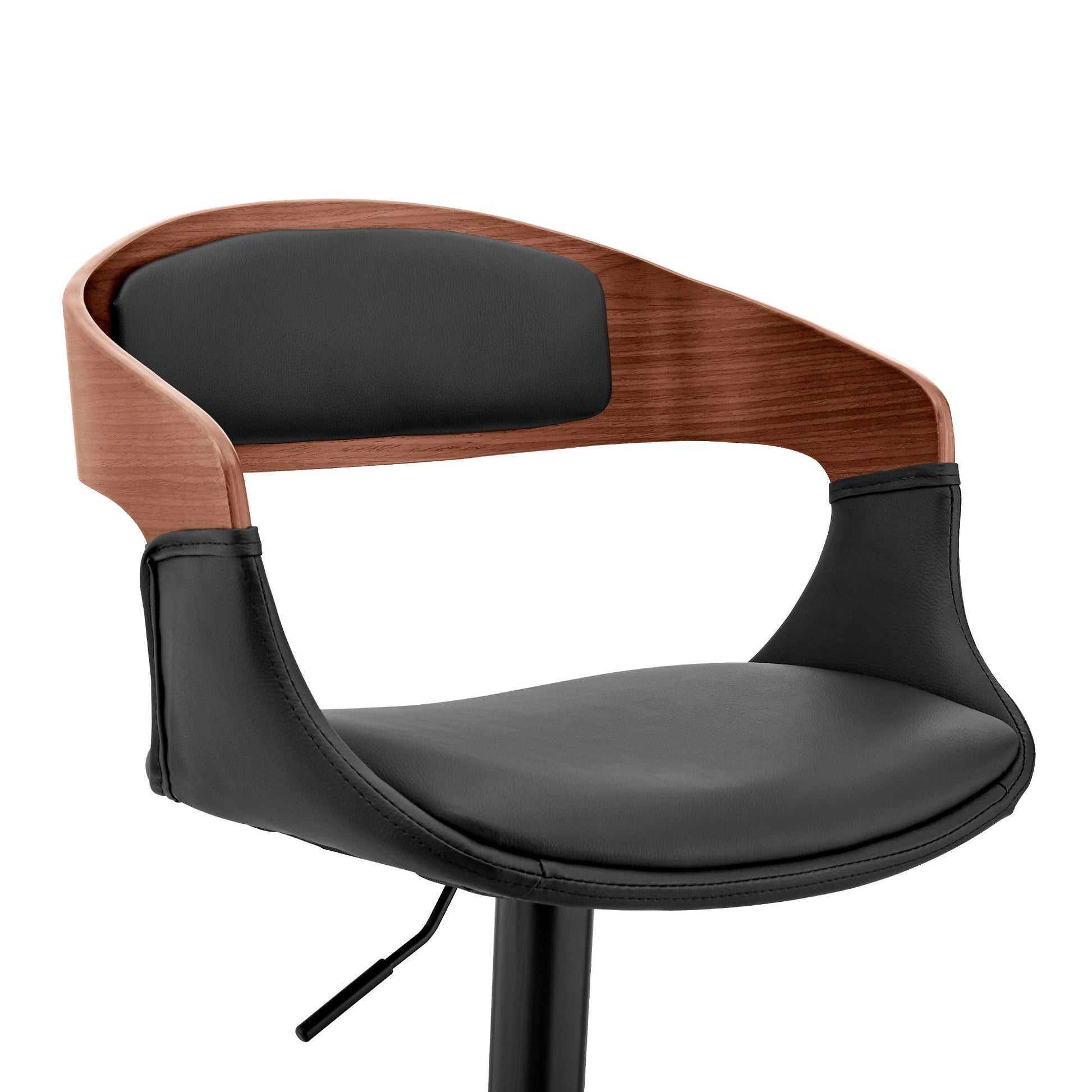 HomeRoots Black Modern Upholstered & Black Base Bar Stool