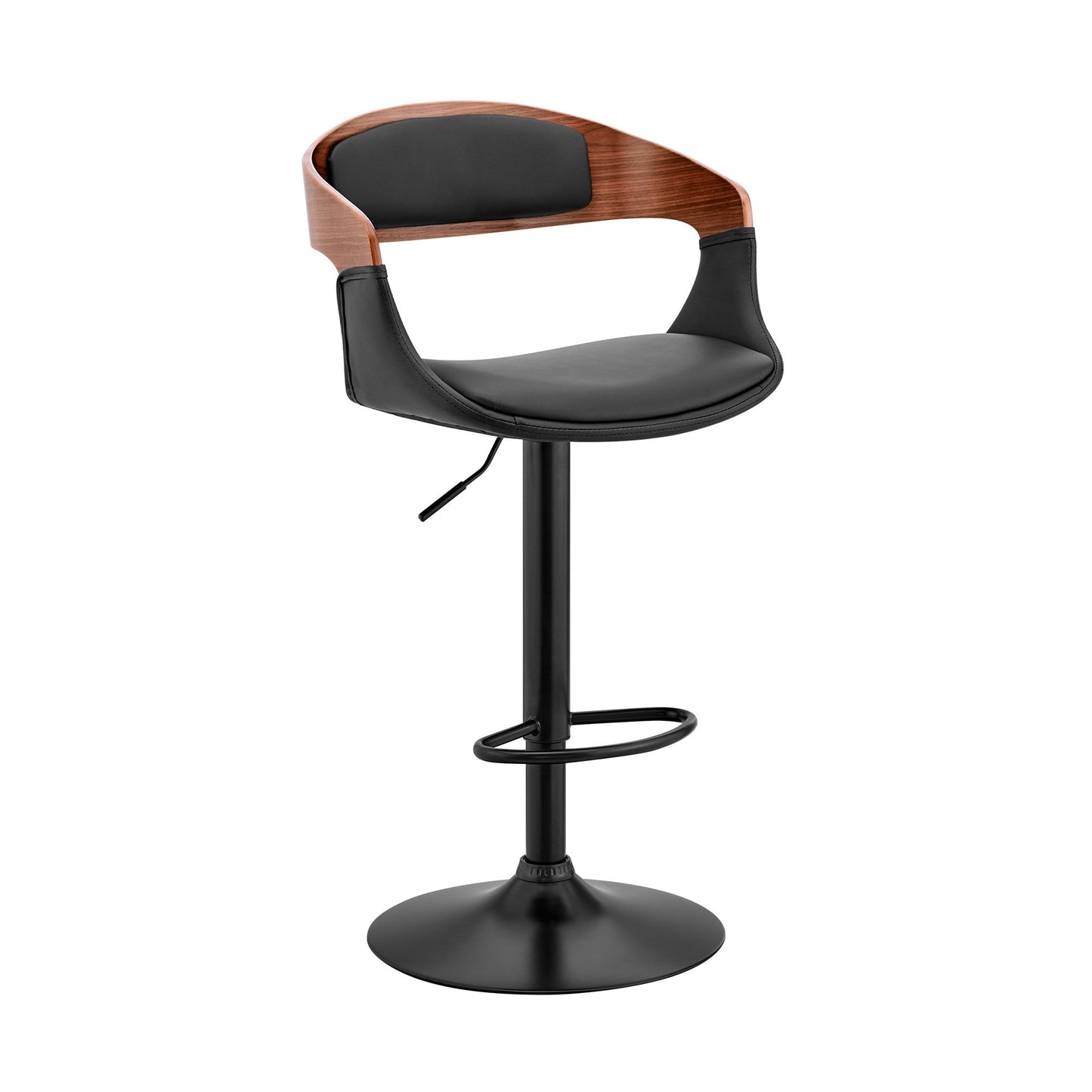 HomeRoots Black Modern Upholstered & Black Base Bar Stool