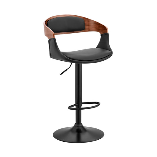 HomeRoots Black Modern Upholstered & Black Base Bar Stool