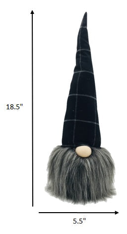 HomeRoots Black Plaid Hat Fabric Gnome
