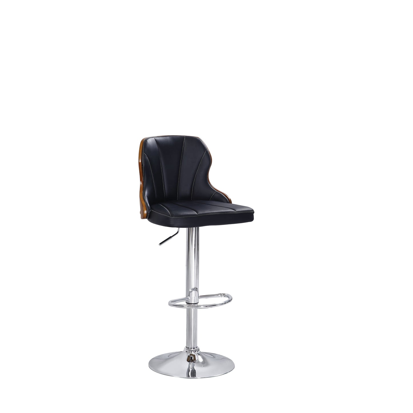 HomeRoots Black Pu & Chrome Adjustable Stool With Swivel In Set Of Two