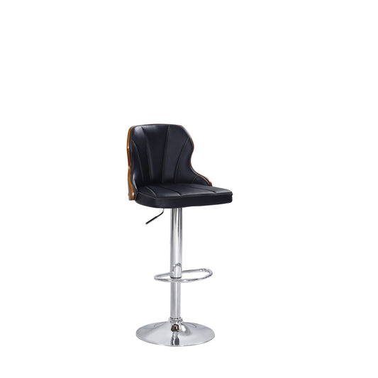 HomeRoots Black Pu & Chrome Adjustable Stool With Swivel In Set Of Two