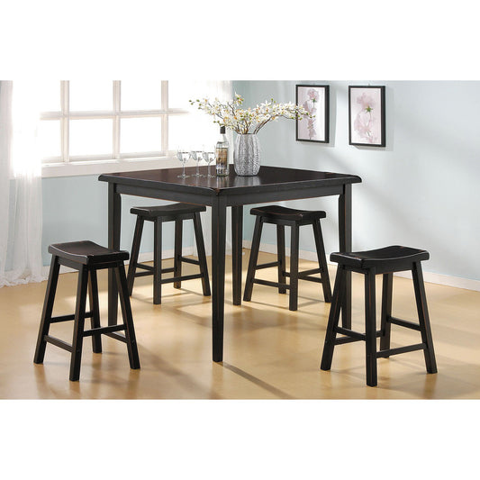 HomeRoots Black Rubber Wood Counter Height In Set Of Five