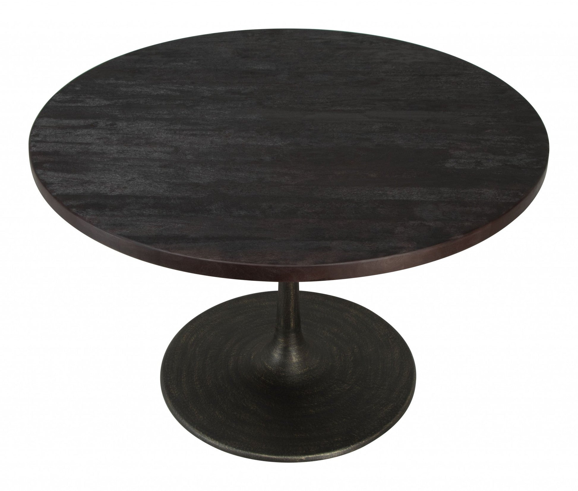 HomeRoots Black Solid Wood Round Pedestal Dining Table