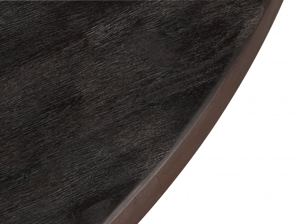 HomeRoots Black Solid Wood Round Pedestal Dining Table