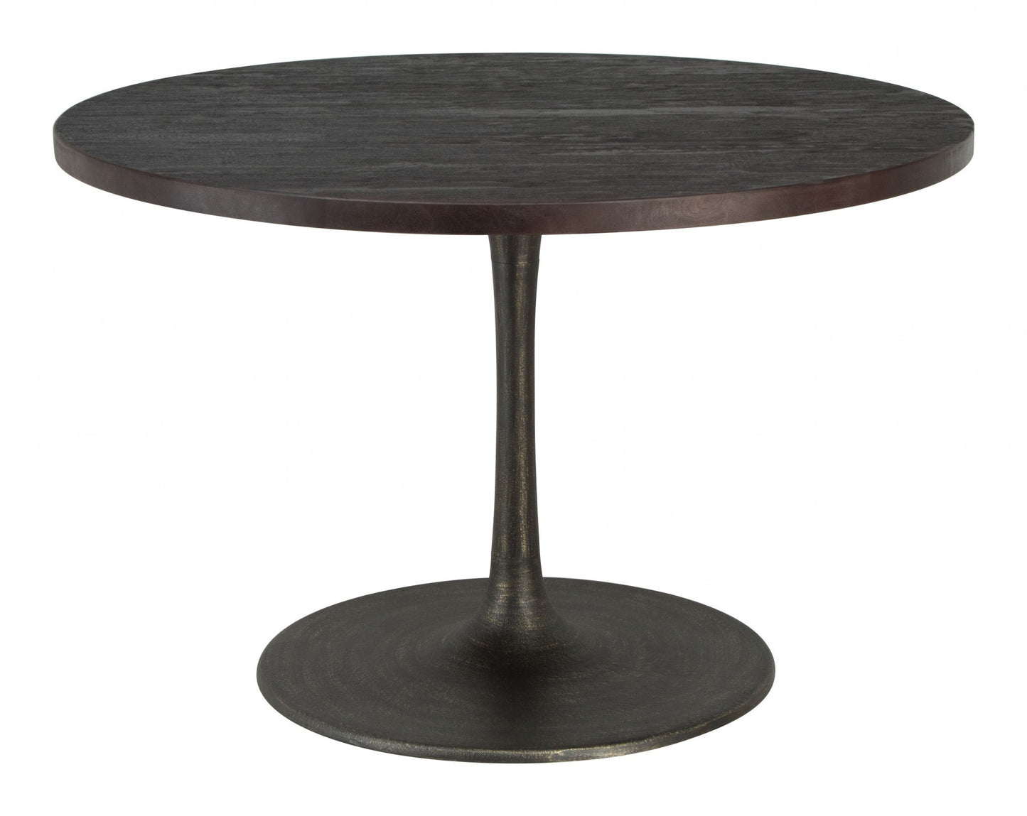 HomeRoots Black Solid Wood Round Pedestal Dining Table