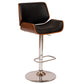 HomeRoots Black Upholstered Chrome Base Adjustable Bar Stool
