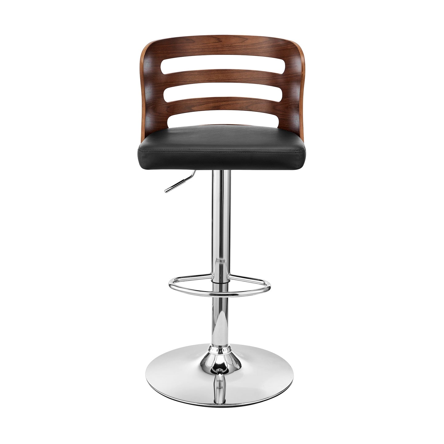 HomeRoots Black Upholstered Chrome Base Adjustable Swivel Bar Stool