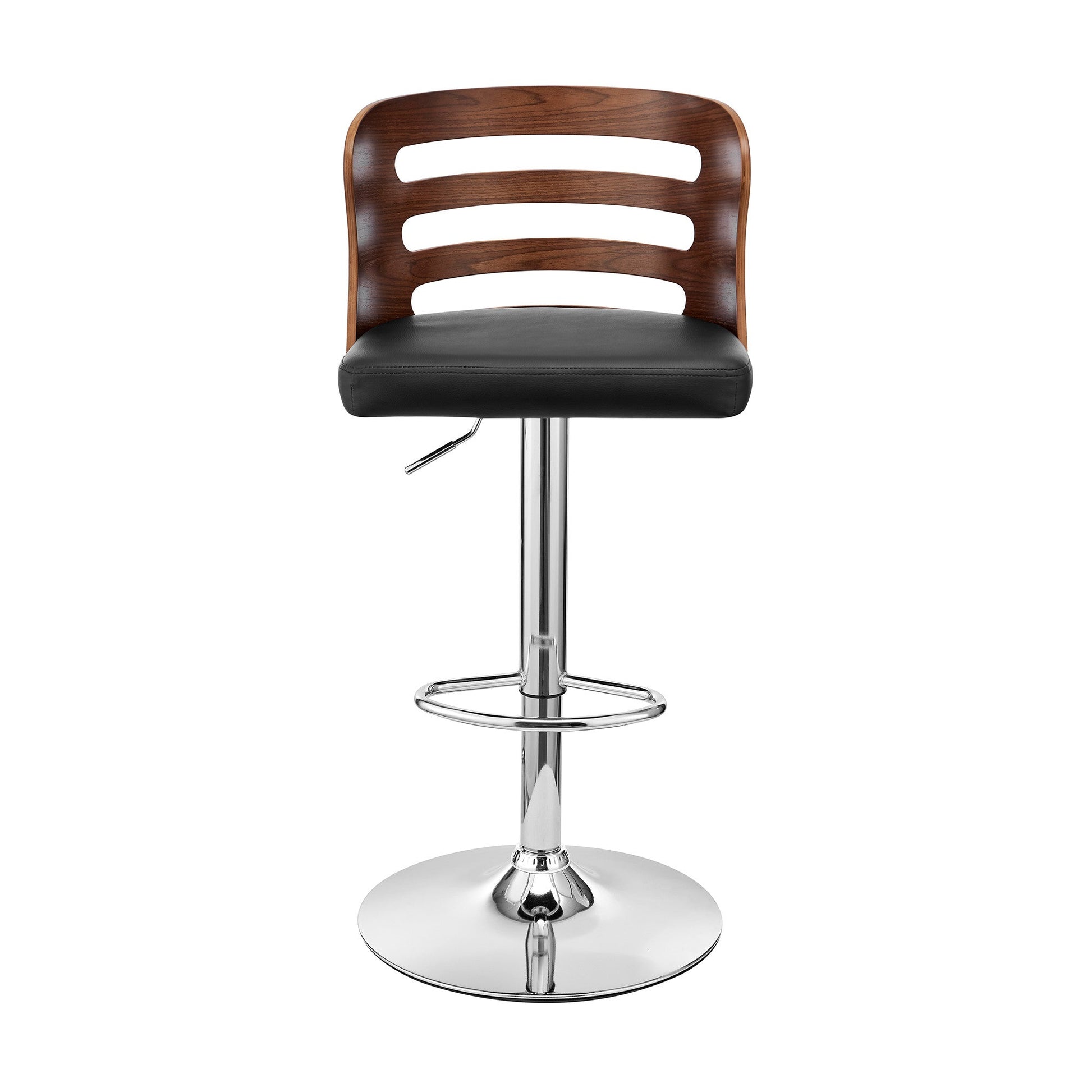 HomeRoots Black Upholstered Chrome Base Adjustable Swivel Bar Stool