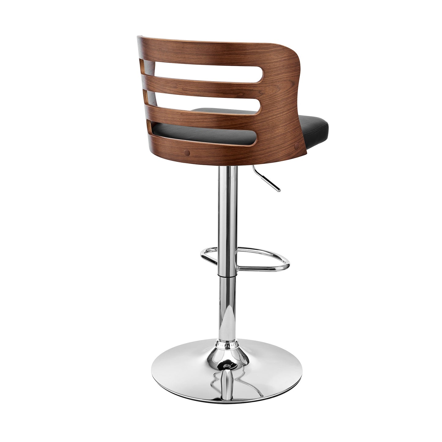HomeRoots Black Upholstered Chrome Base Adjustable Swivel Bar Stool