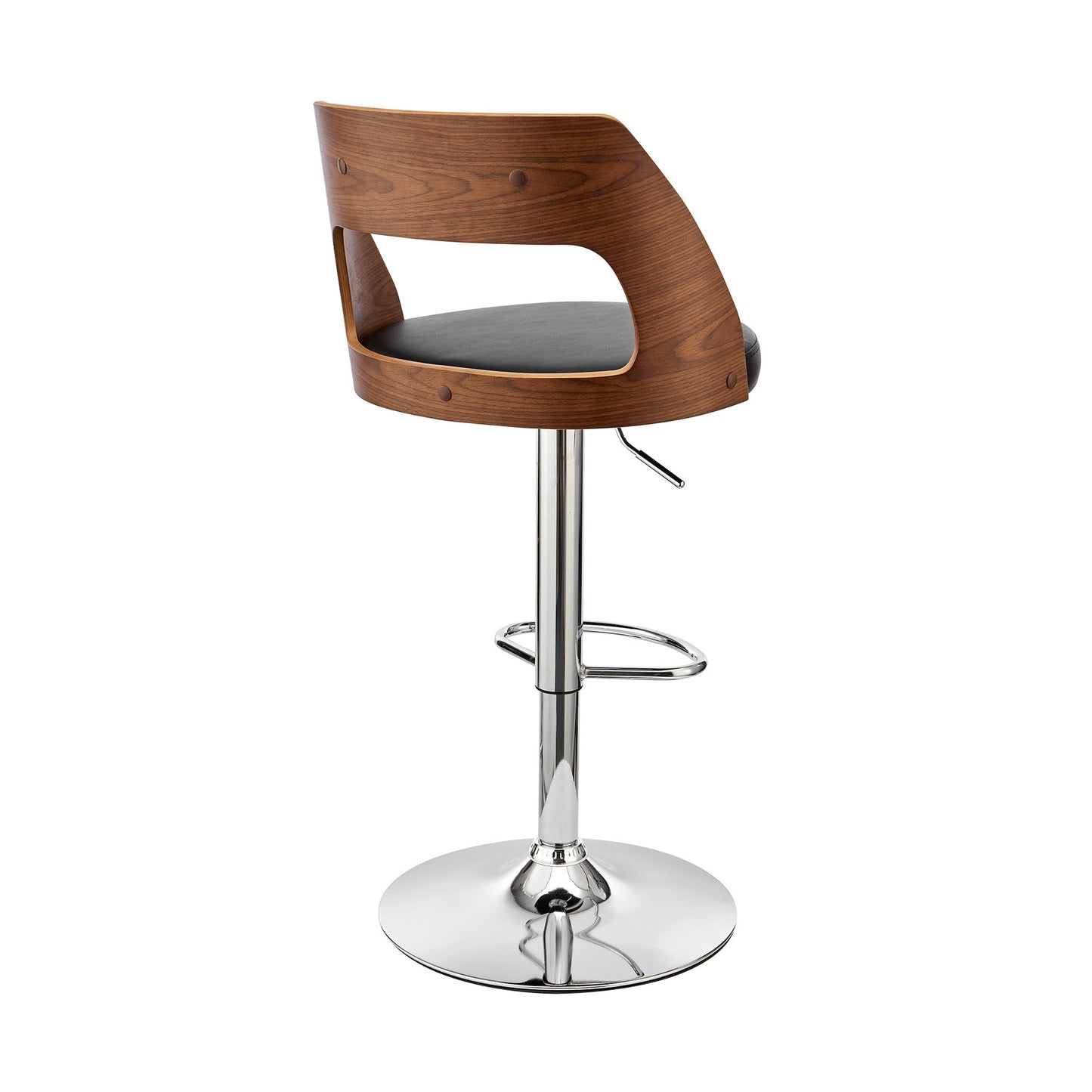 HomeRoots Black Upholstered Chrome Base Adjustable Swivel Bar Stool